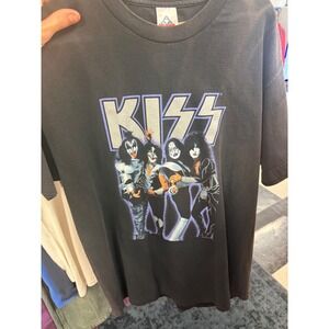 Vintage KISS Band T Shirt Black Graphic Tee Size